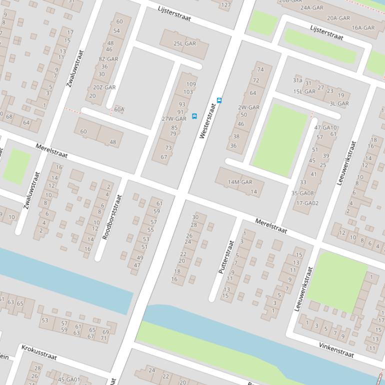 Kaart van de Merelstraat.