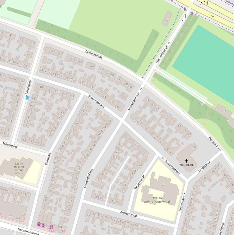 Kaart van de Merwedestraat.