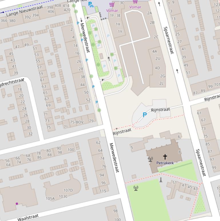 Kaart van de Merwedestraat.
