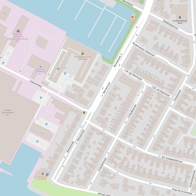 Kaart van de Merwestraat.