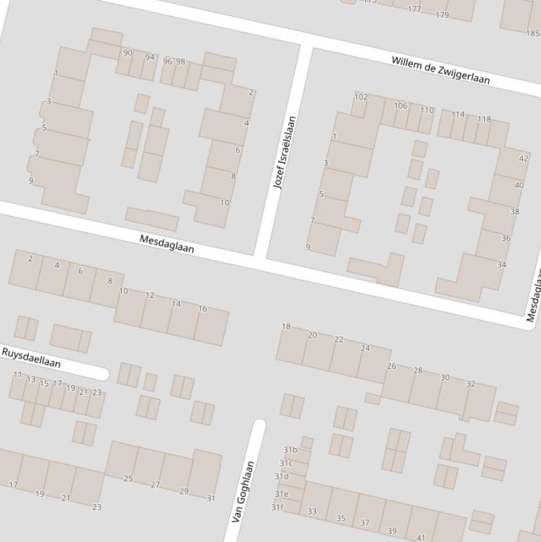 Kaart van de Mesdaglaan.