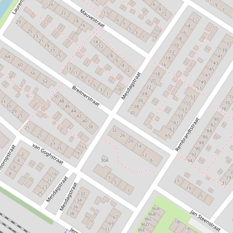 Kaart van de Mesdagstraat.