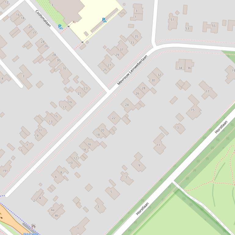 Kaart van de Mevrouw Leinweberlaan.