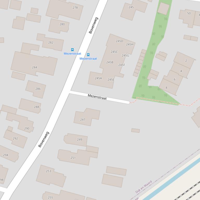 Kaart van de Mezenstraat.