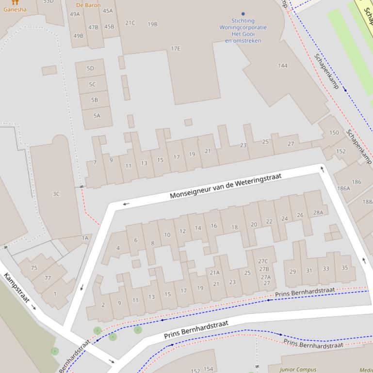 Kaart van  Mgr. Van de Weteringstraat.