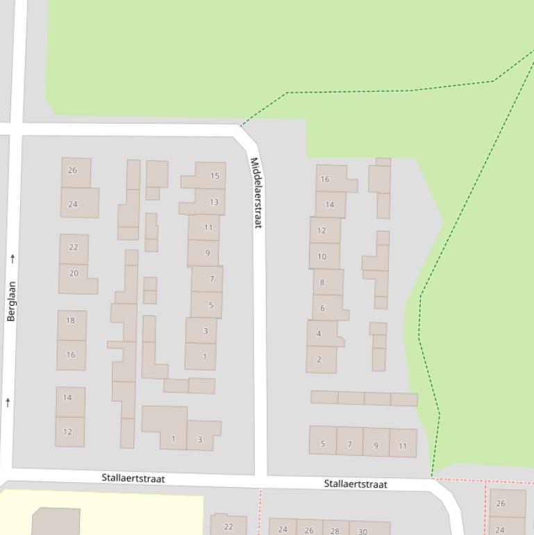 Kaart van de Middelaerstraat.