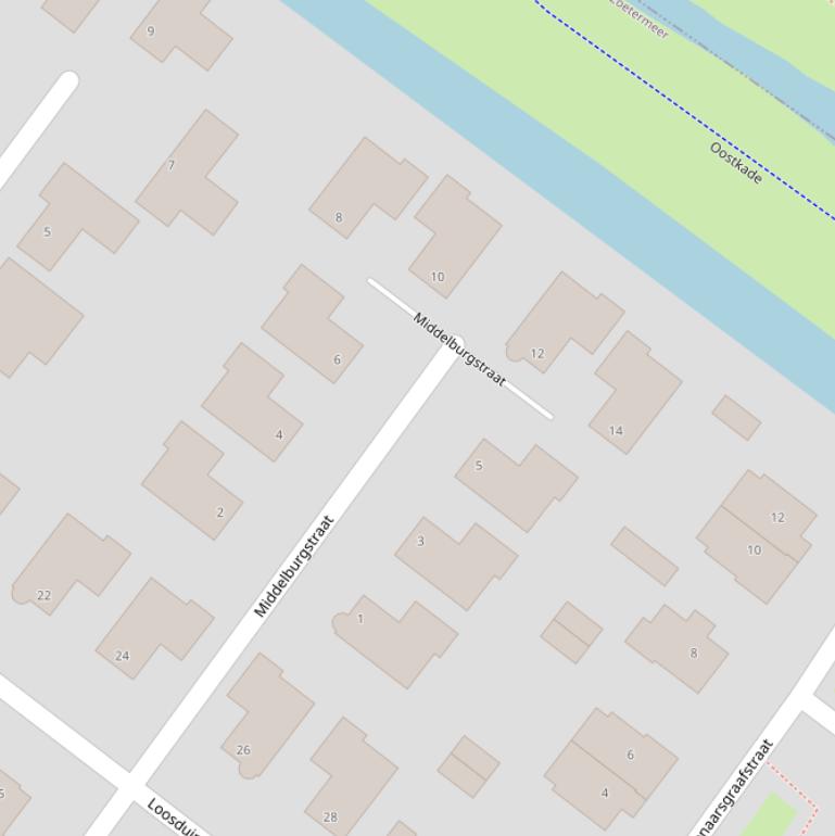 Kaart van de Middelburgstraat.