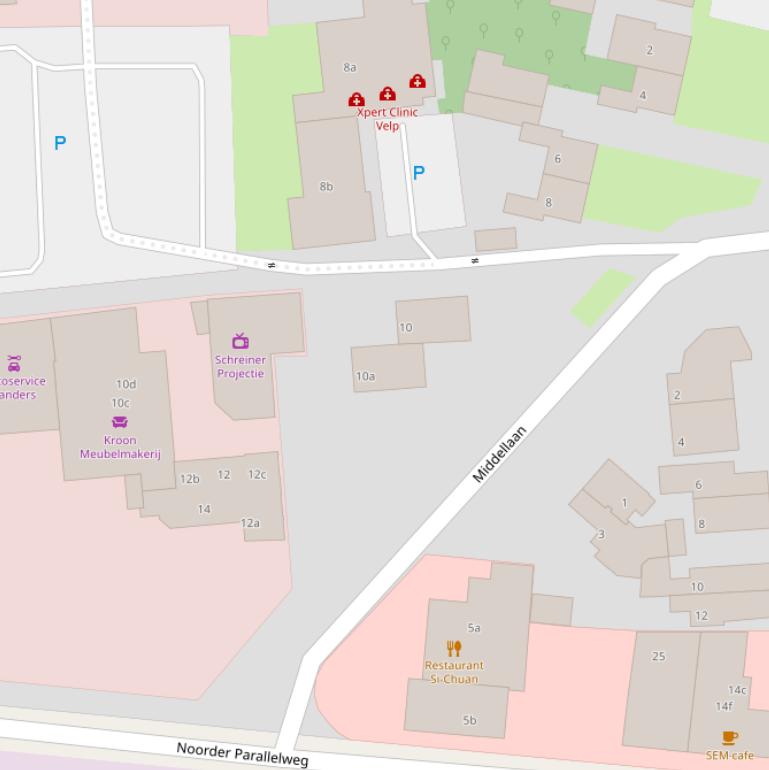 Kaart van de Middellaan.