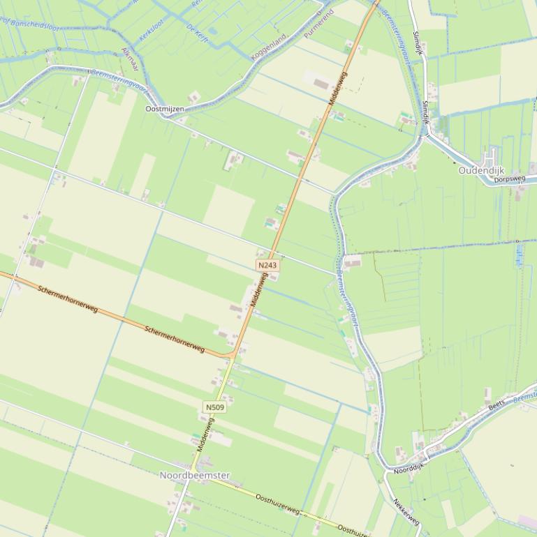 Kaart van de Middenweg.