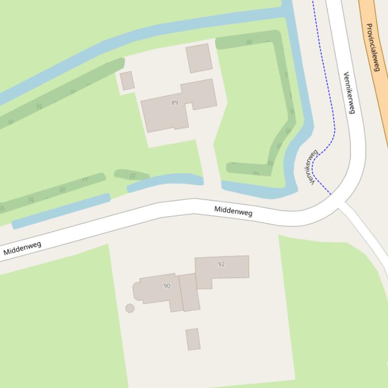 Kaart van de Middenweg.