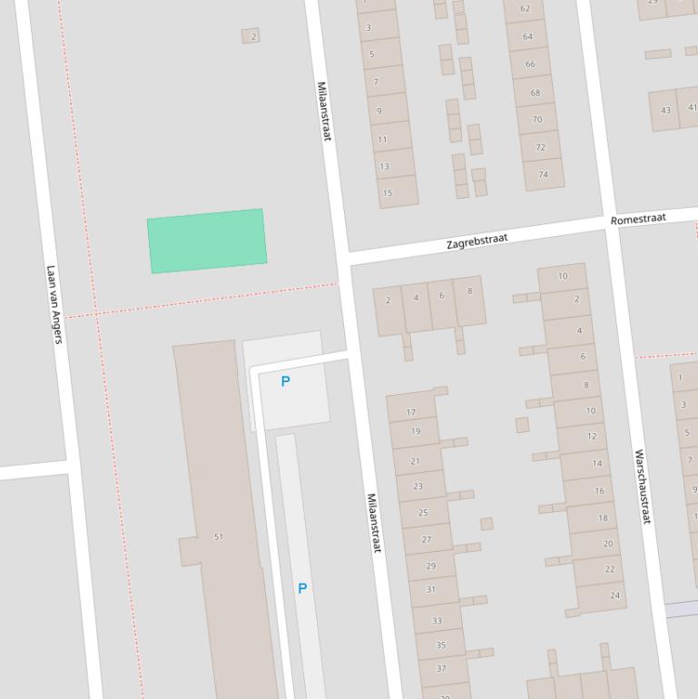 Kaart van de Milaanstraat.