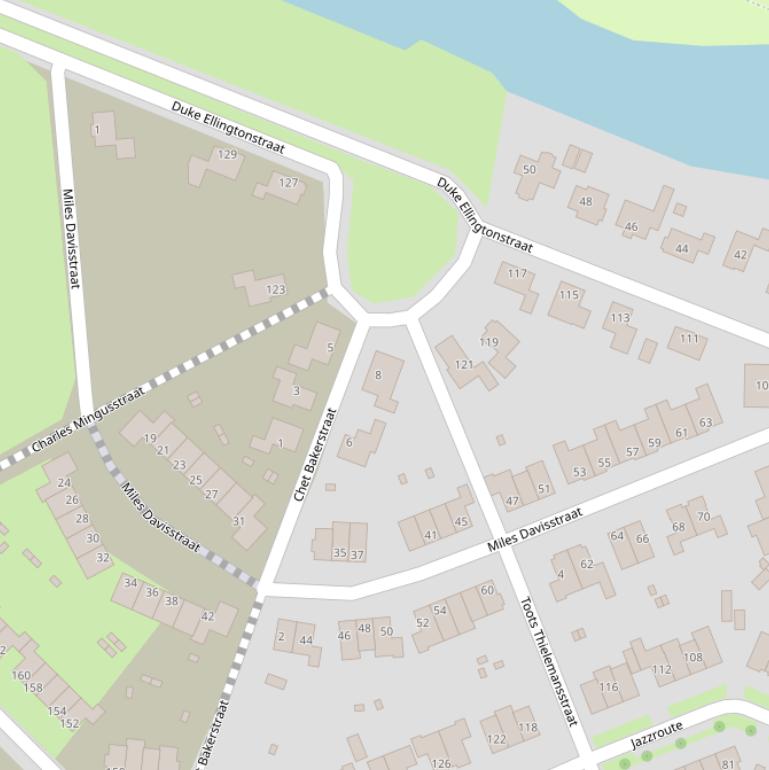 Kaart van de Miles Davisstraat.