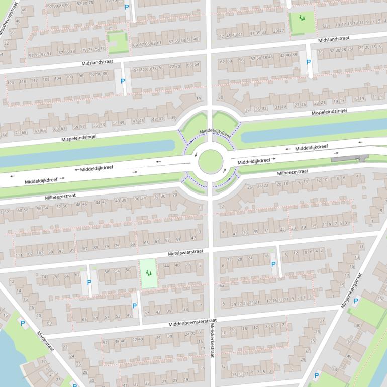 Kaart van de Milheezestraat.