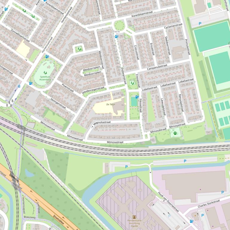 Kaart van de Mimosastraat.