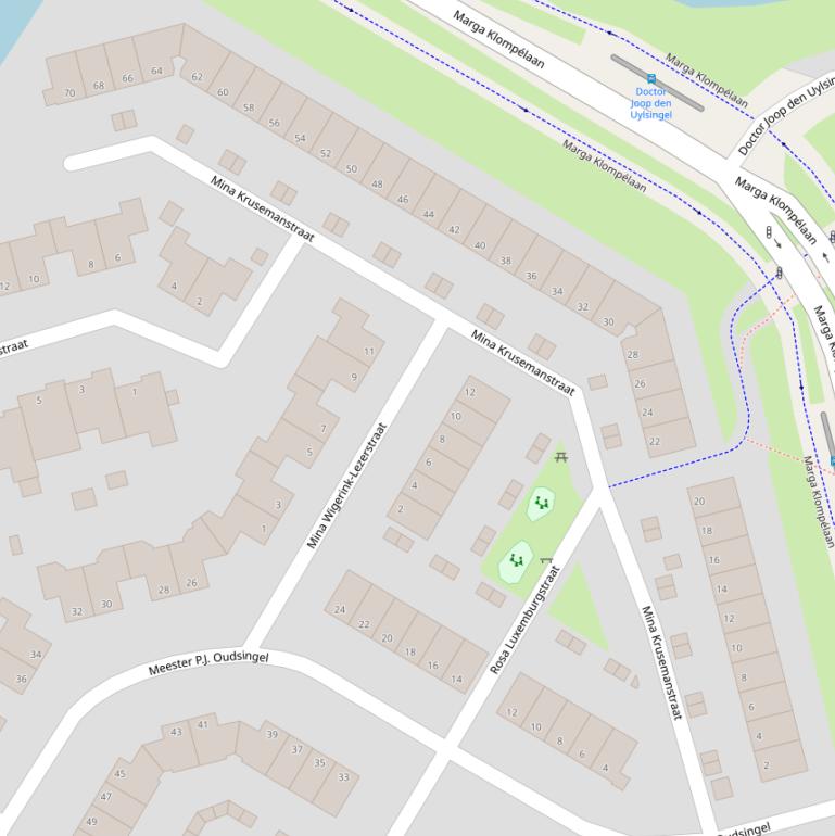 Kaart van de Mina Krusemanstraat.