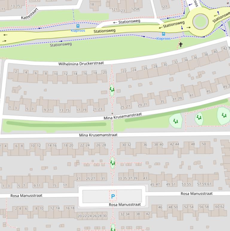 Kaart van de Mina Krusemanstraat.