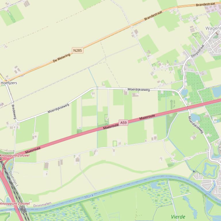 Kaart van de Moerdijkseweg.