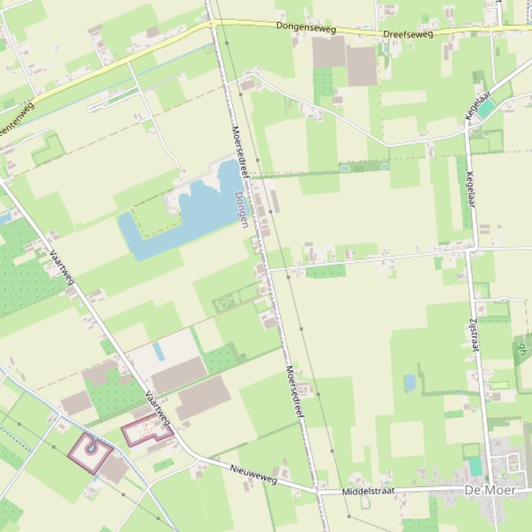 Kaart van de Moersedreef.