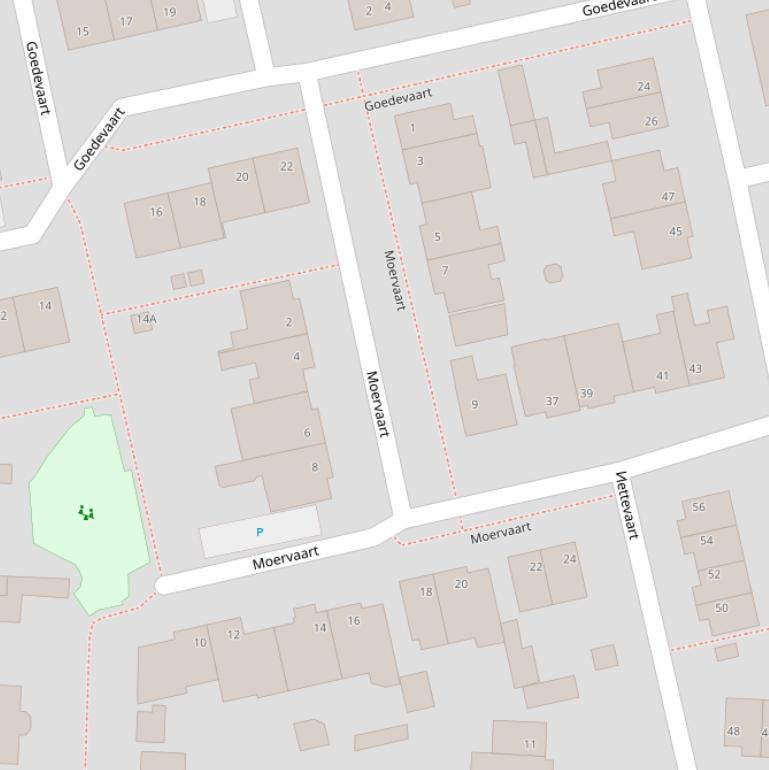 Kaart van  Moervaart.