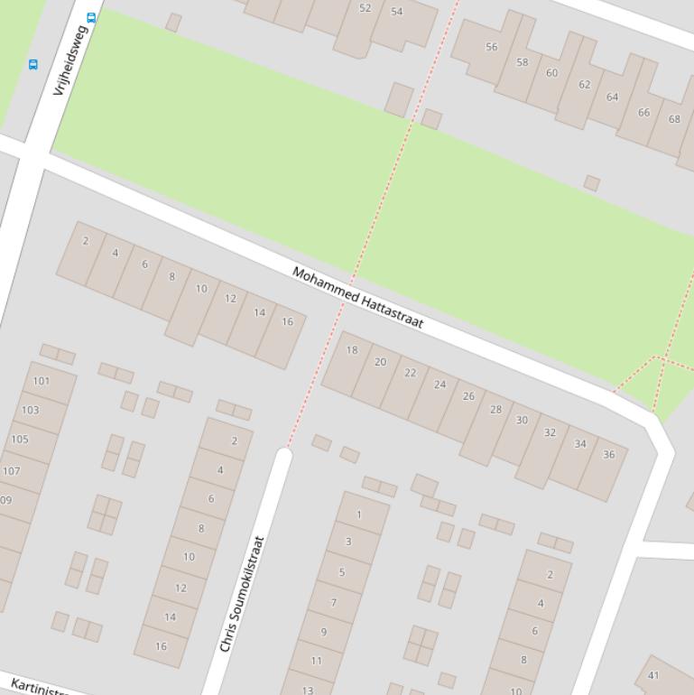 Kaart van de Mohammed Hattastraat.