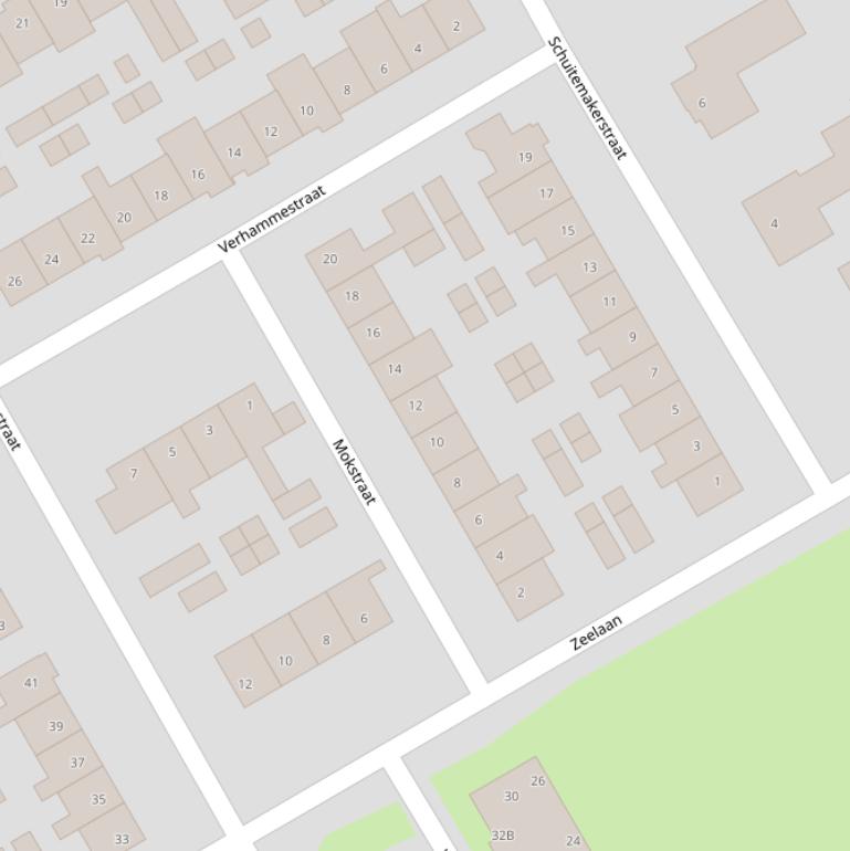 Kaart van de Mokstraat.