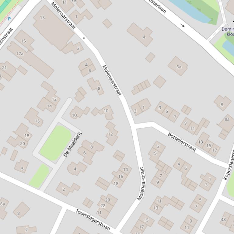 Kaart van de Molenaarstraat.