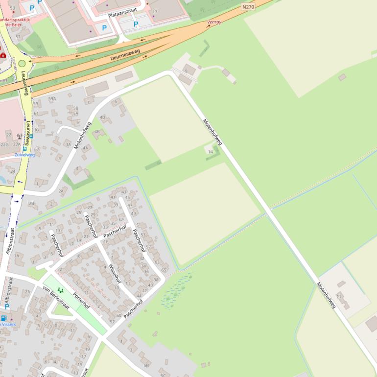 Kaart van de Molenhofweg.