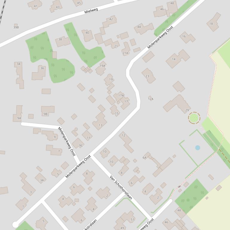 Kaart van  Molenparkweg Oost.