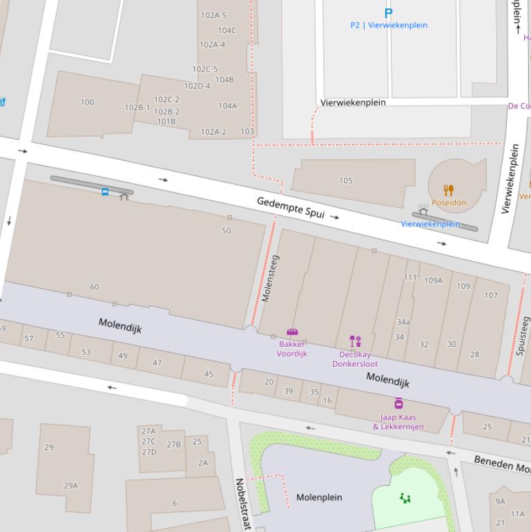 Kaart van de Molensteeg.