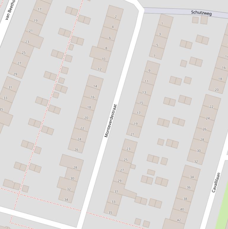 Kaart van de Monteverdestraat.
