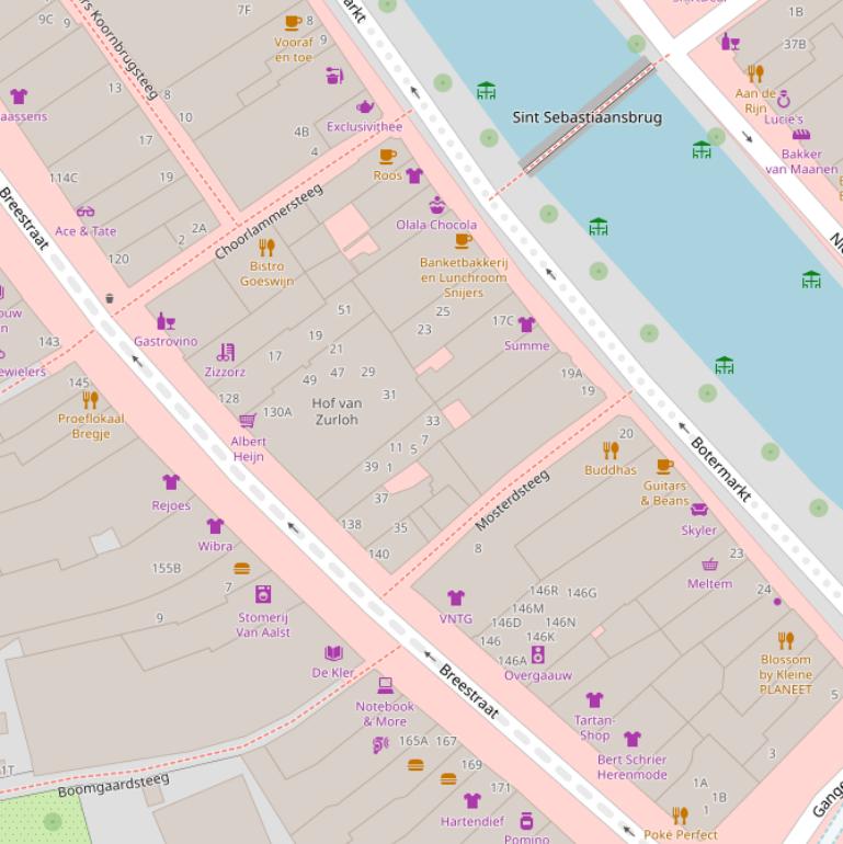 Kaart van de Mosterdsteeg.