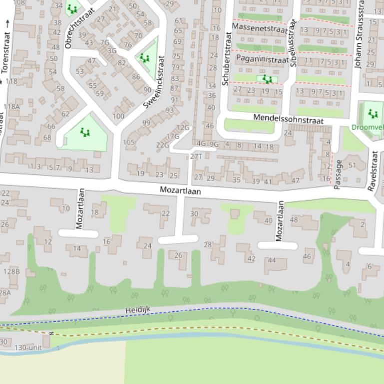 Kaart van de Mozartlaan.