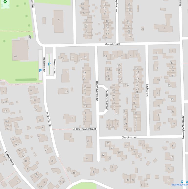 Kaart van de Mozartstraat.