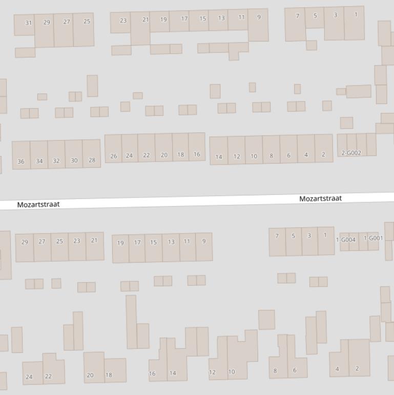 Kaart van de Mozartstraat.