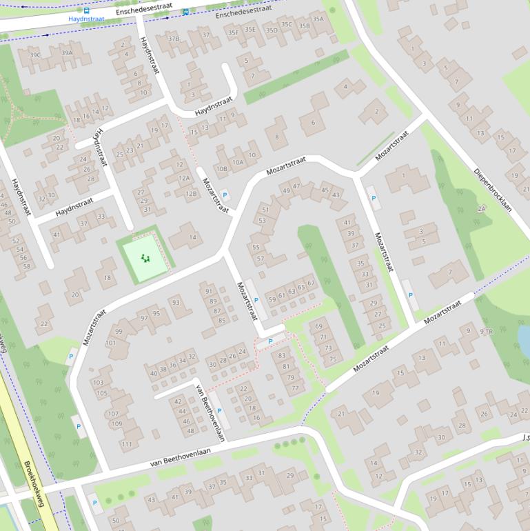 Kaart van de Mozartstraat.