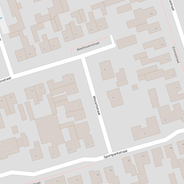 Kaart van de Mozartstraat.