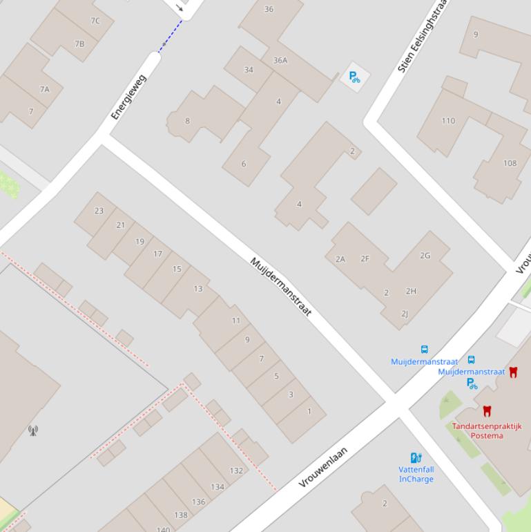 Kaart van de Muijdermanstraat.