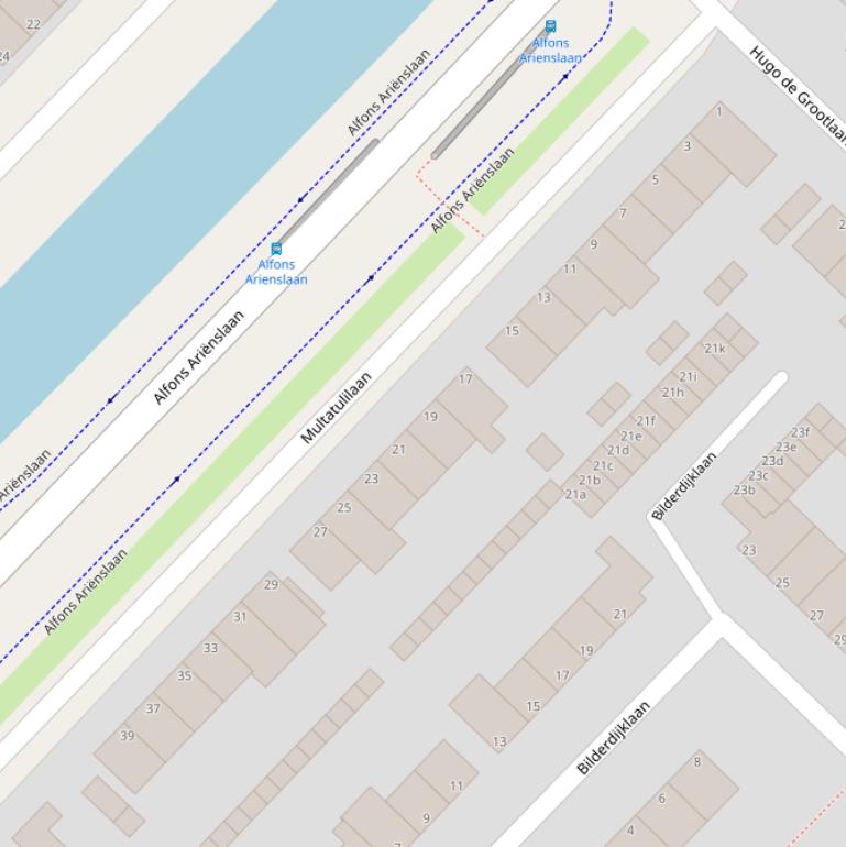 Kaart van de Multatulilaan.