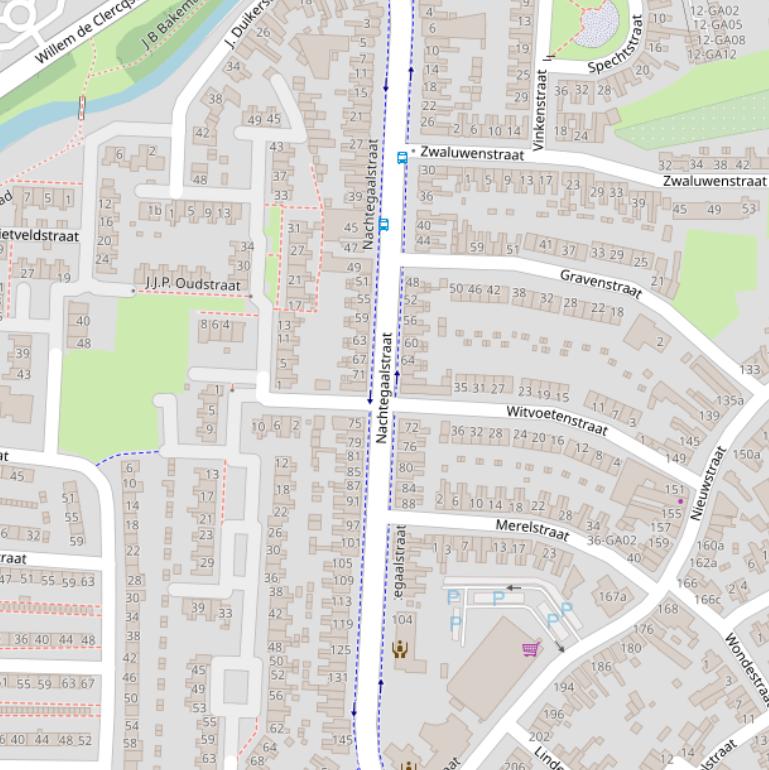 Kaart van de Nachtegaalstraat.