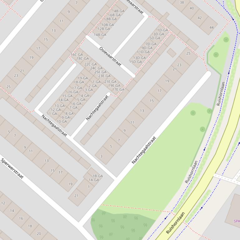 Kaart van de Nachtegaalstraat.