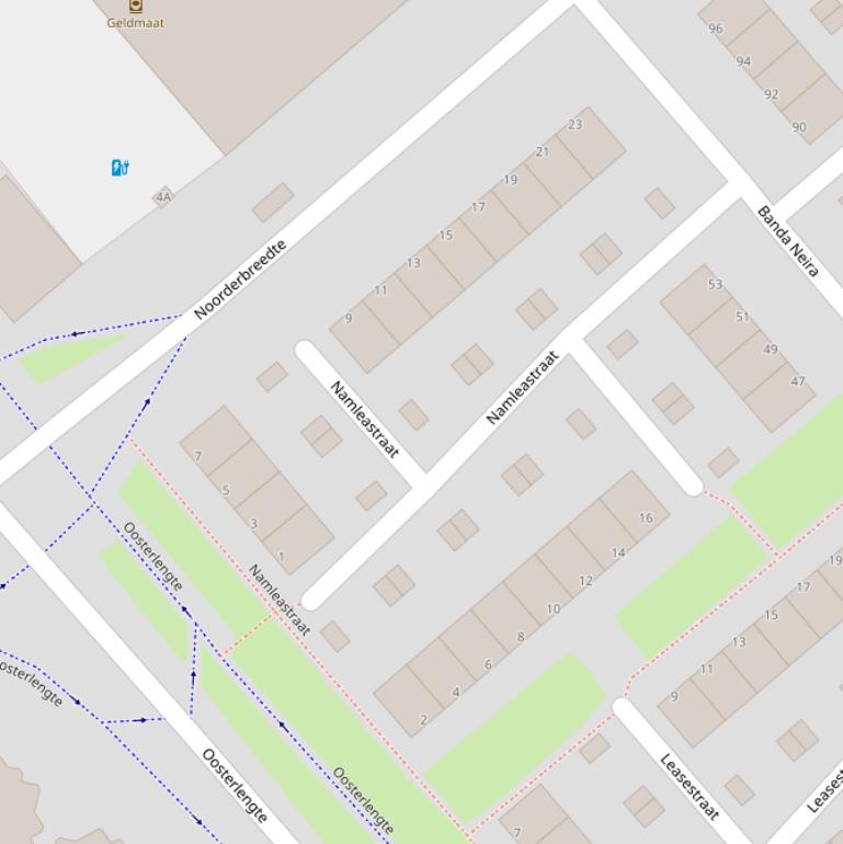 Kaart van de Namleastraat.