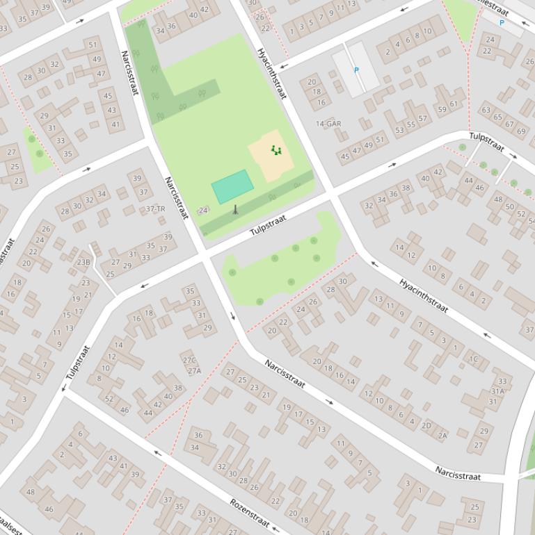 Kaart van de Narcisstraat.