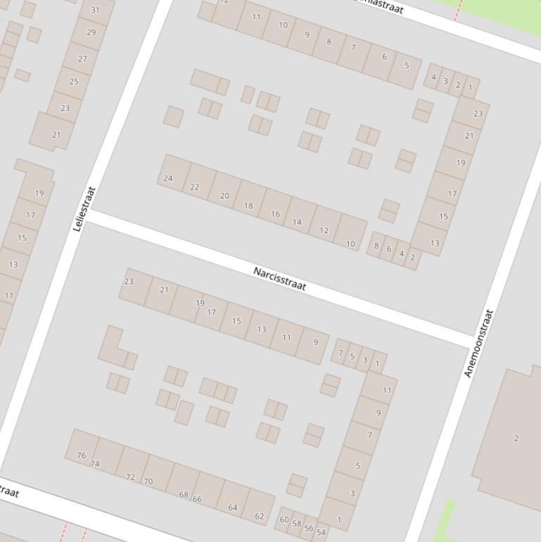 Kaart van de Narcisstraat.