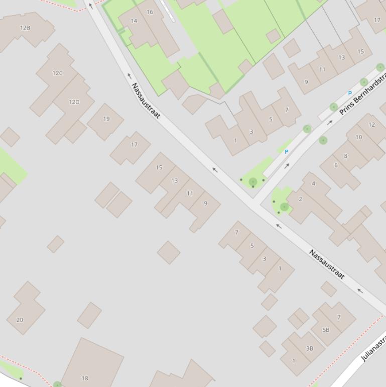 Kaart van de Nassaustraat.