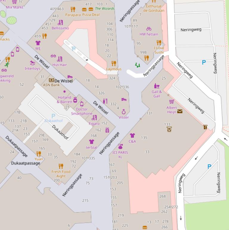 Kaart van  Neringpassage.