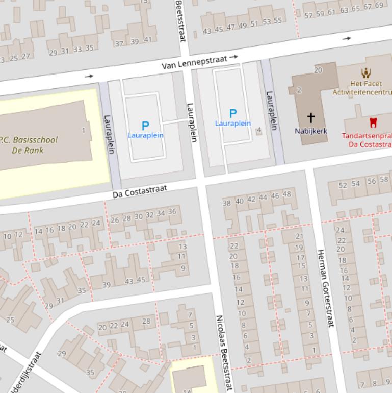 Kaart van de Nicolaas Beetsstraat.