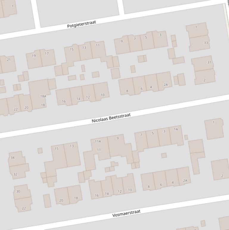 Kaart van de Nicolaas Beetsstraat.