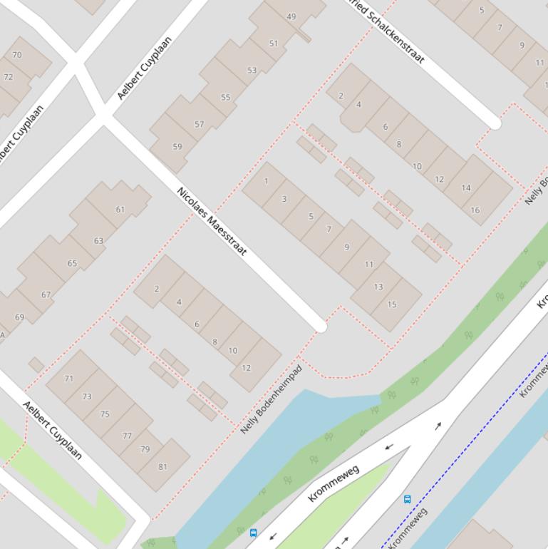 Kaart van de Nicolaes Maesstraat.