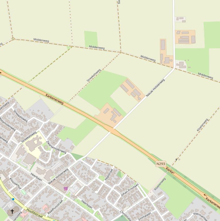 Kaart van de Nieuw Holsterweg.