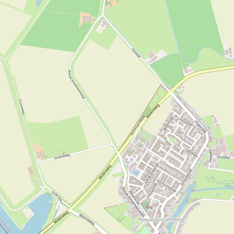 Kaart van de Nieuw-Vossemeersedijk.